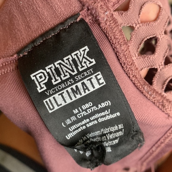 VS PINK caged ultimate‎ sports bra size M blush pink purple - Picture 7 of 7